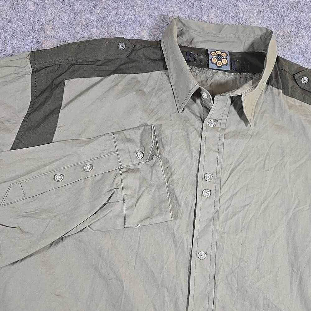 Blac Label Gunmetal Mens Button Up Shirt Big & Tall Sz 5X Olive Green Epaulettes